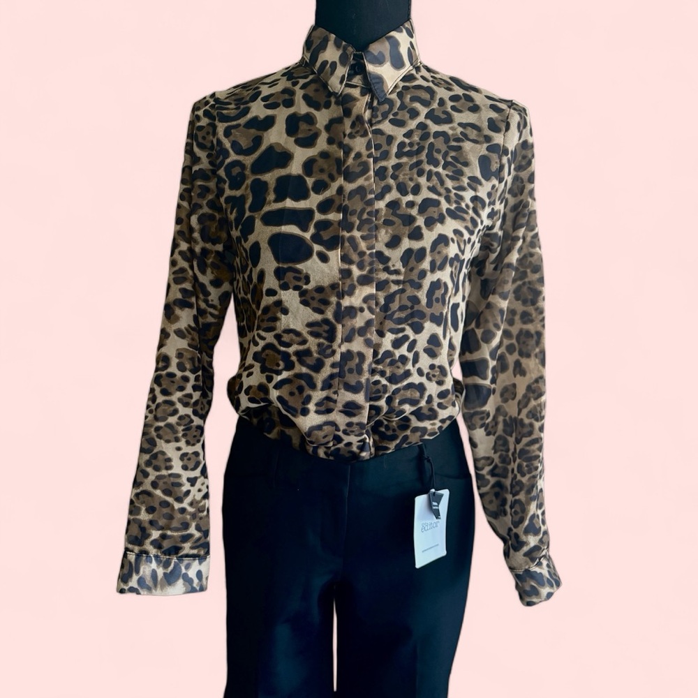 Cheetah Button Up Shirt, Size S